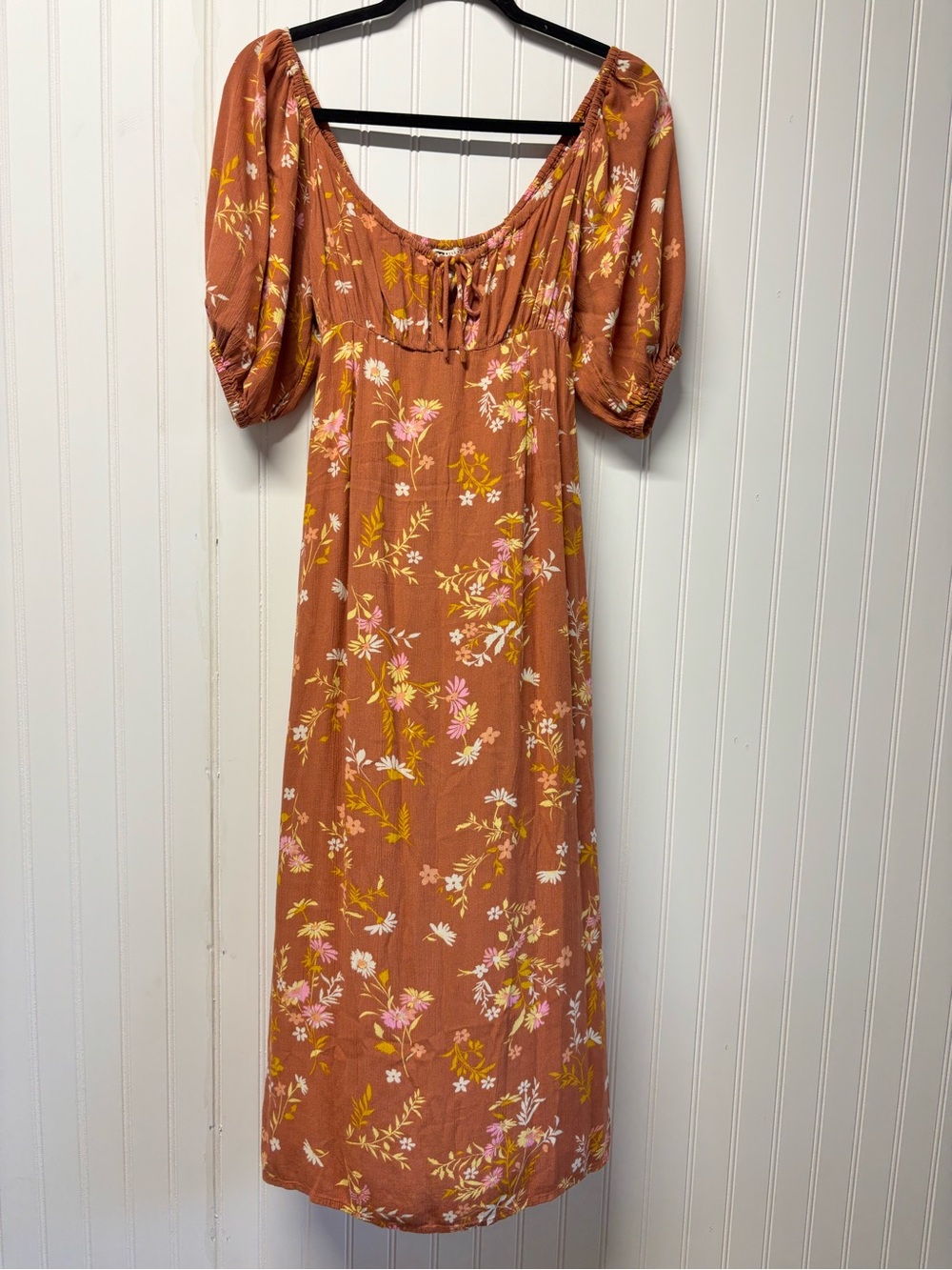 Billbong True Romance Floral Midi Dress Burnt Orange Size XS
